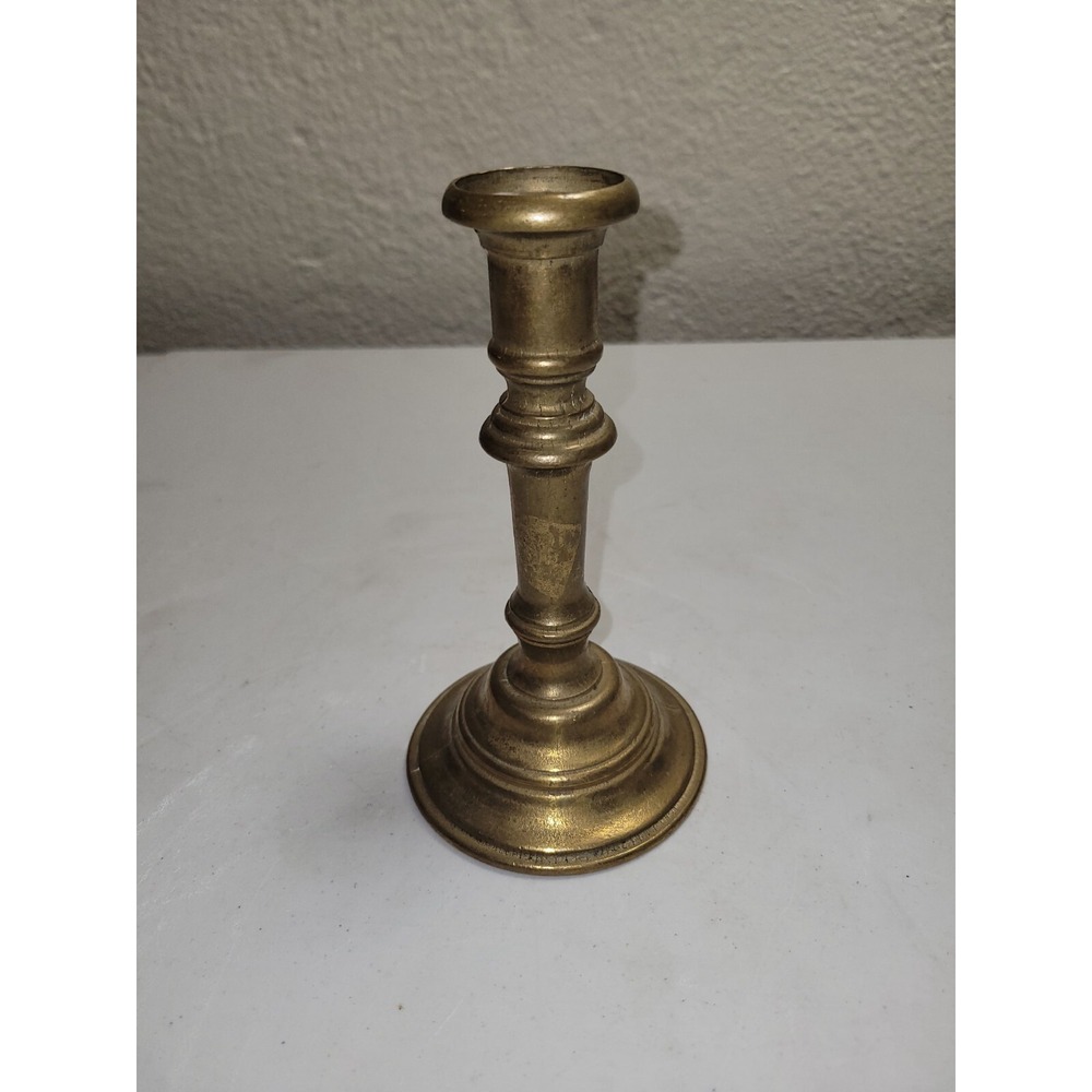 Antique Solid Brass Candle Holder‎ 7 1/2" Tall Single